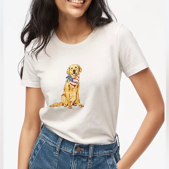 NWT - J. Crew “US Flag Dog” Adult Short Sleeve Tee - Men XL, XXL/Women XXL, 3XL - Picture 3 of 10